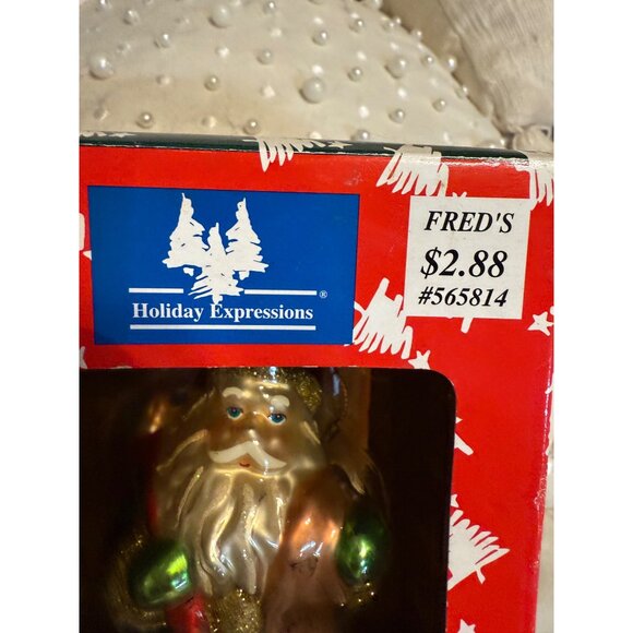 VTG German Schwarzwald Hand-Painted Blown Glass Holiday Santa Ornament Nos gift - Picture 8 of 16